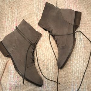 Steve Madden Gray Suede Lace-Up Booties